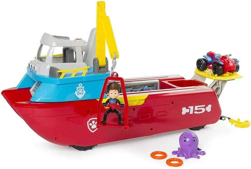 PAW PATROL Sea Patroller Schiff mit Ryder Figur und Zubehör, Spielzeug für Kinder ab 3 Jahren, mit L