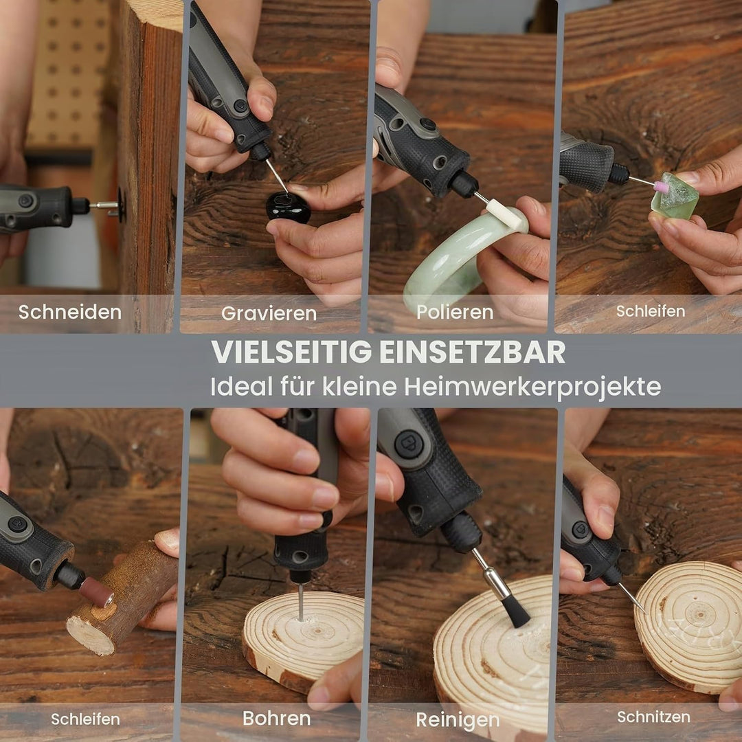 HARDELL Digitalanzeige Multifunktionswerkzeug, 4V Mini Rotationswerkzeug Set mit 37 Zubehör, Ideal f