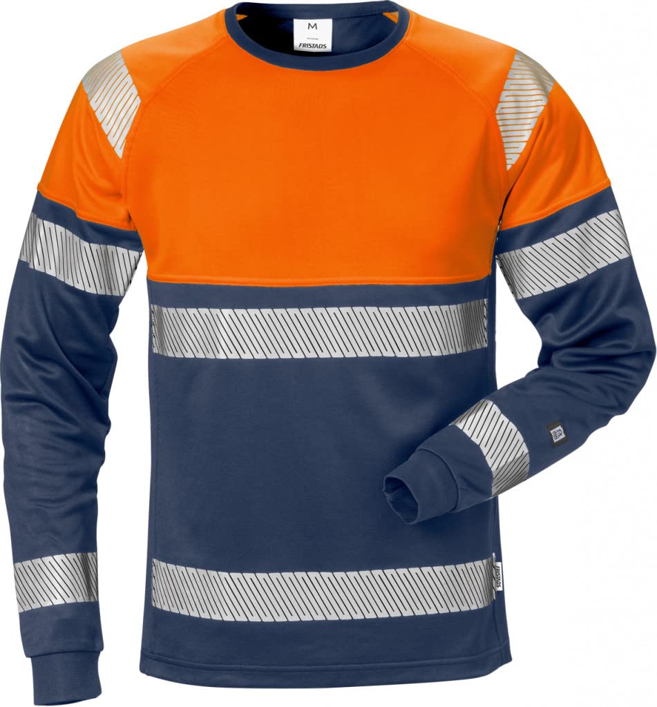 Fristads Warnschutz-Langarm-T-Shirt Klasse 1 7519 Thv M Warnschutzorange/Marineblau, M Warnschutzora