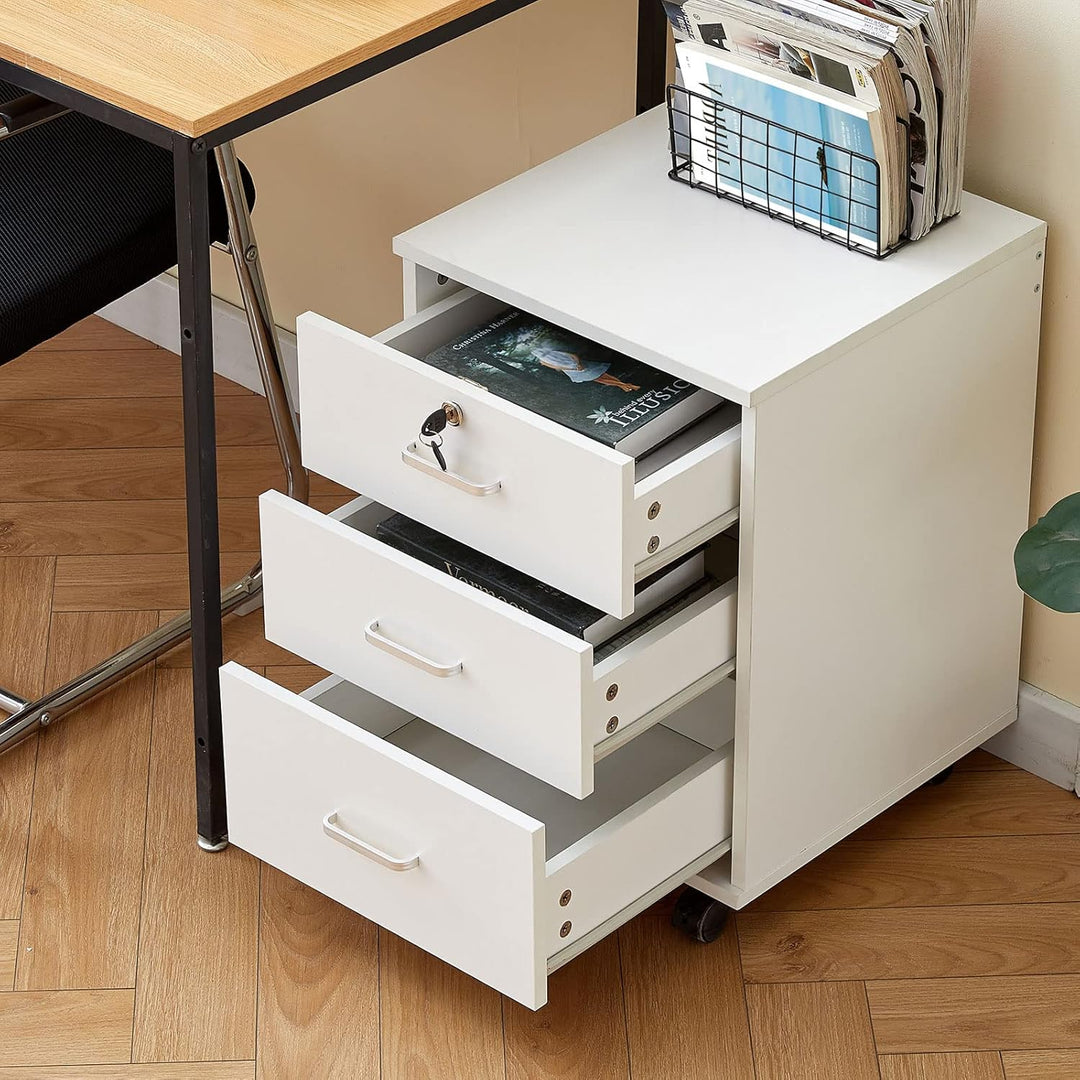ZBAOLTO Rollcontainer Abschliessbar，Rollcontainer mit Schubladen，Aktenschrank, Büro-Aktenschränke mi