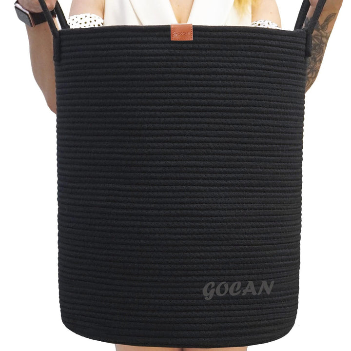 GOCAN grosse hohe robuste Wäsche Hamper Korb Gewebte Aufbewahrungskörbe für Kleidung Kissen Decke Sp