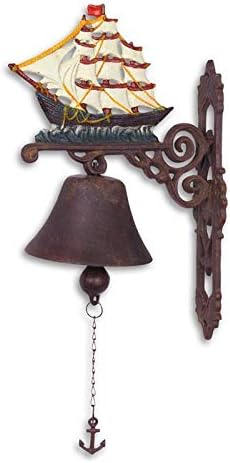Moritz Gusseisen Wandglocke Segelschiff Segelboot 3 Master Schiff Glocke Türglocke 38 cm Höhe Hausgl