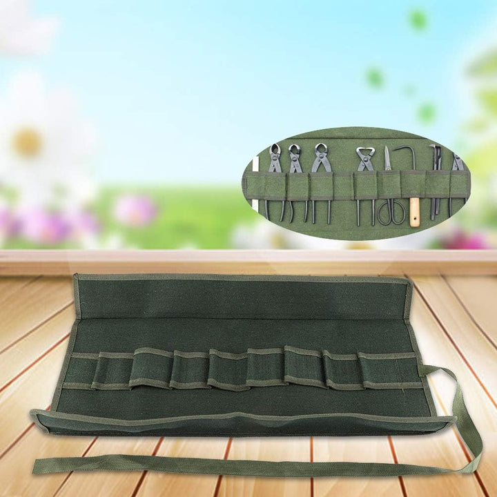 Cyrank Canvas Garden Tools Pouch, japanische Bonsai Tools Storage Package Roll Bag Canvas Tool Set C