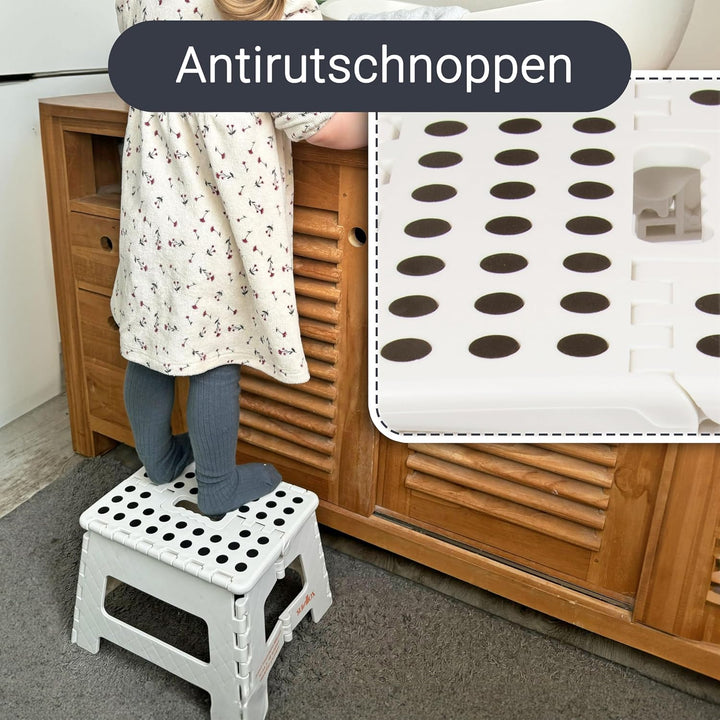 ZOLLNER Tritthocker faltbar - Klapphocker für Kinder und Erwachsene bis 120kg - Anti-Rutsch-Beschich