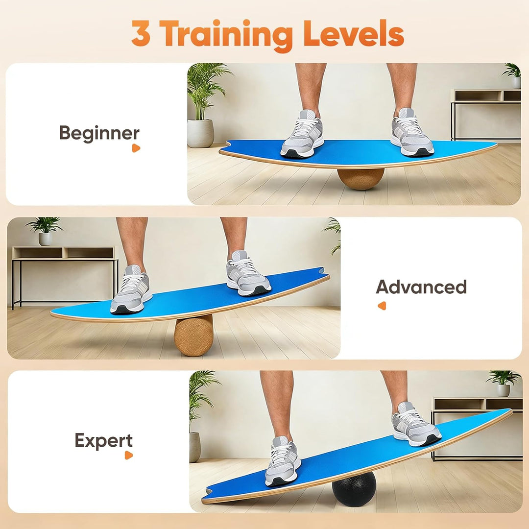 Balance Board für Erwachsene - Gleichgewichtstraining & Core Training für Heimtraining, Holz Wobble