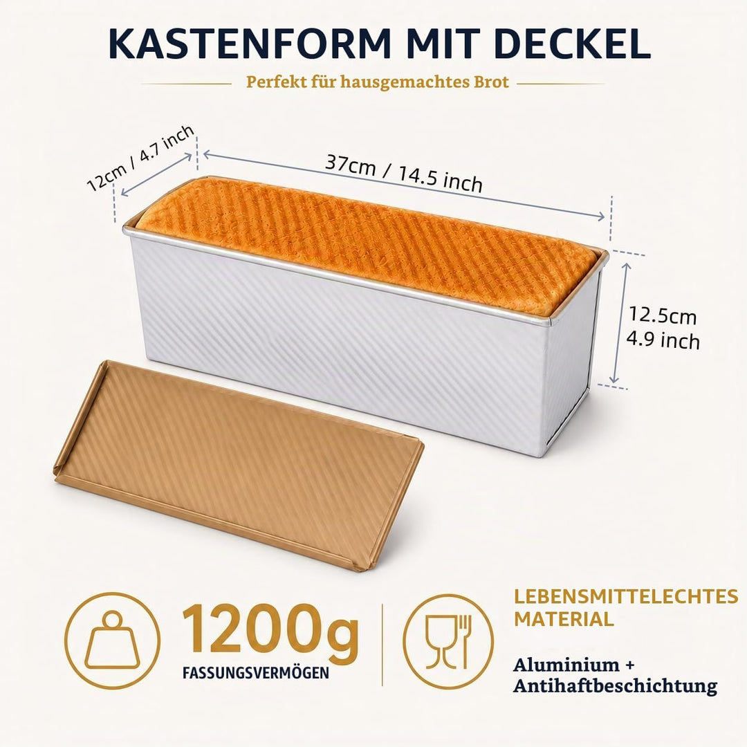 MUXHEL 1000g Brotbackformen mit Deckel, Aluminium Toastbrot Backform, Antihaft Brotbackform Kastenfo
