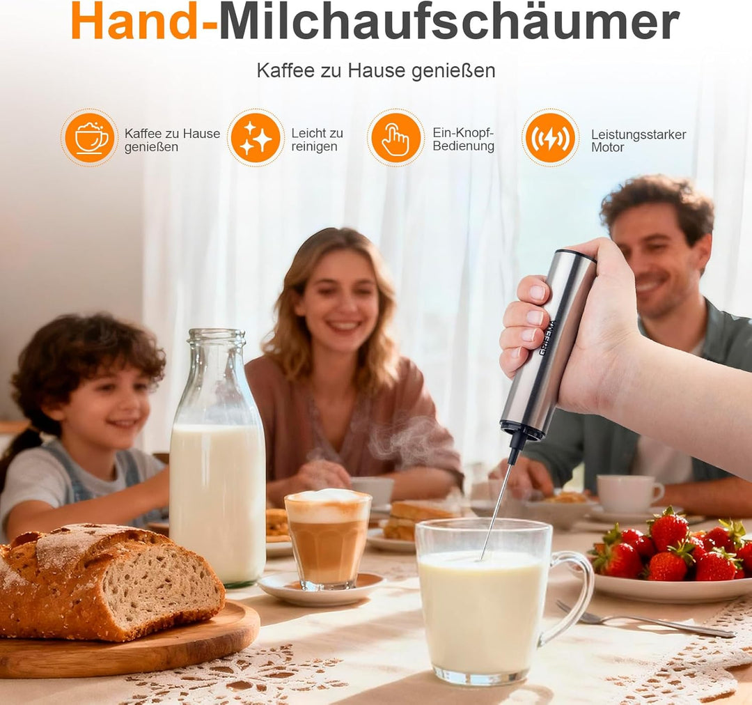 GRIFEMA Milchaufschäumer Stab Elektrisch, Tragbar Milk Frother Aufladbar, 13000 U/min, handmilchaufs