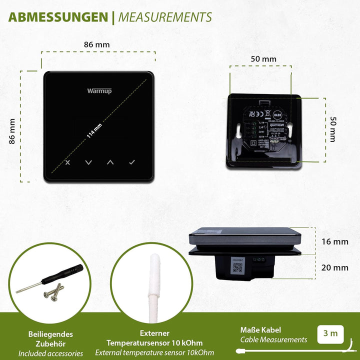 Mi-Heat Warmup Element Smart WiFi Thermostat Raumregler für Fussbodenheizung, Elektro Heizung, Farbe