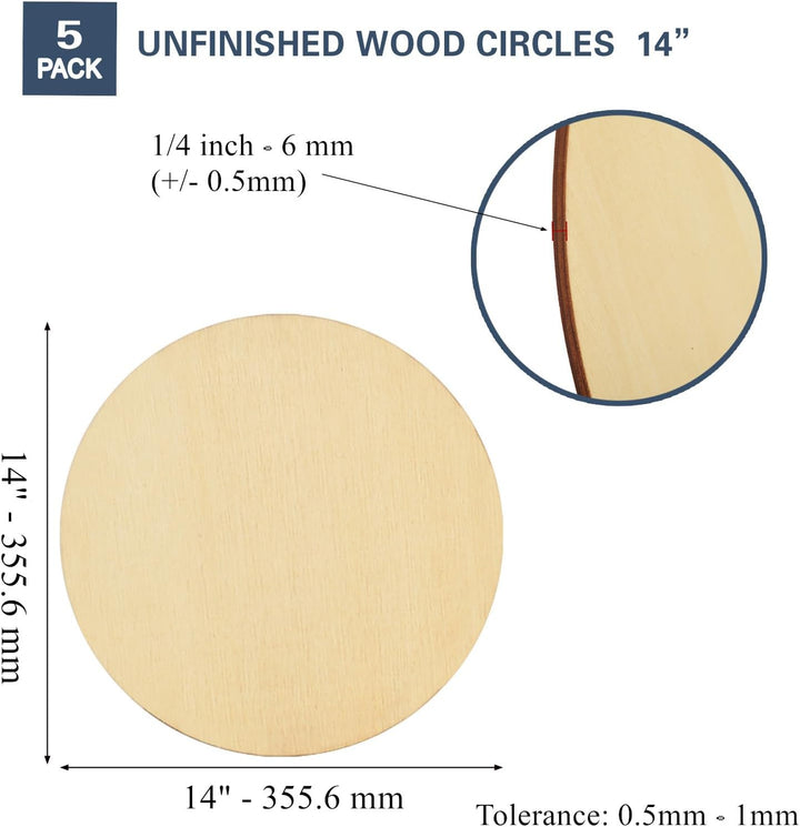 grosse Holzscheiben 35 cm - 6mm Extra Dick Holzplatte rund (5 Stk) 35 cm 5 Stk 6mm Dick, 35 cm 5 Stk