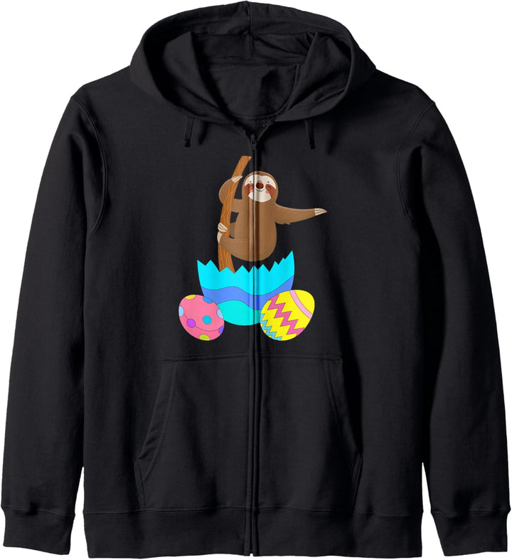 Osterfaultier Niedliche Jagd Eier Faultier Hase Kapuzenjacke