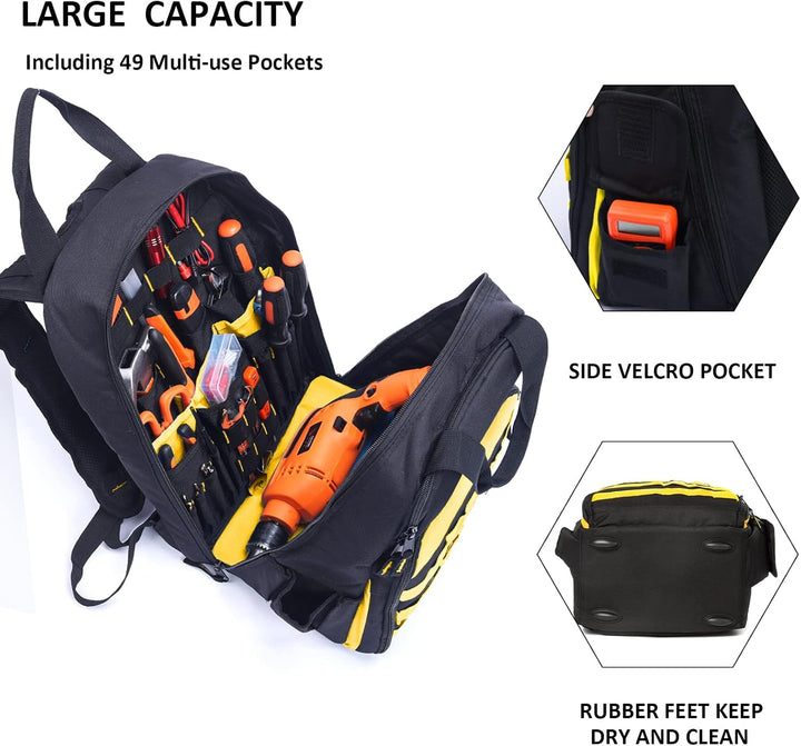 AUMTISC Werkzeugrucksack Werkzeugtasche Hochleistungs-werkzeug rucksack mit Mehrzwecktasche Industri