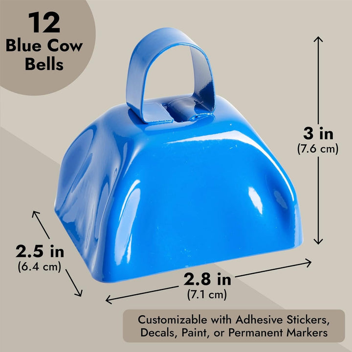 Blue Panda Kuhglocke Cowbell (Set, 12 Stück) - Laute Glocken mit Griffen - Zum Anfeuern bei Sportver