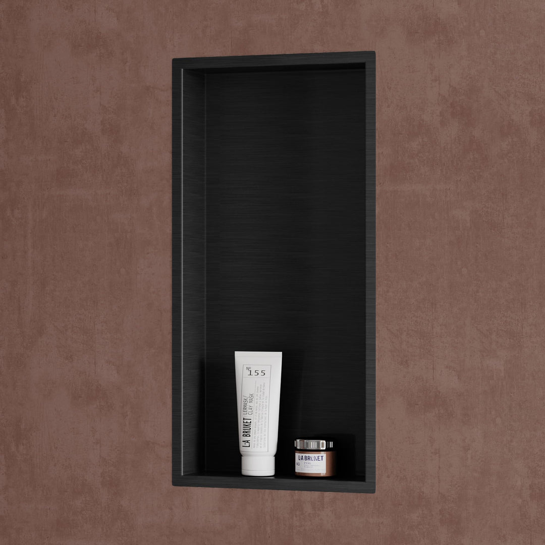 doporro Wandnische Bad Schwarz 30 x 60cm Dusch-Ablage aus Edelstahl | Duschablage befliesbar aus Ede