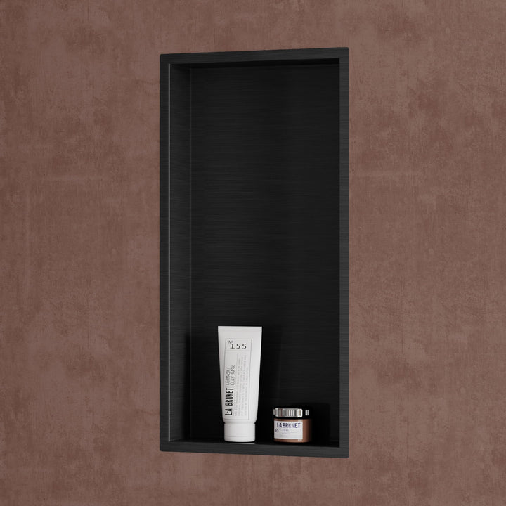 doporro Wandnische Bad Schwarz 30 x 60cm Dusch-Ablage aus Edelstahl | Duschablage befliesbar aus Ede