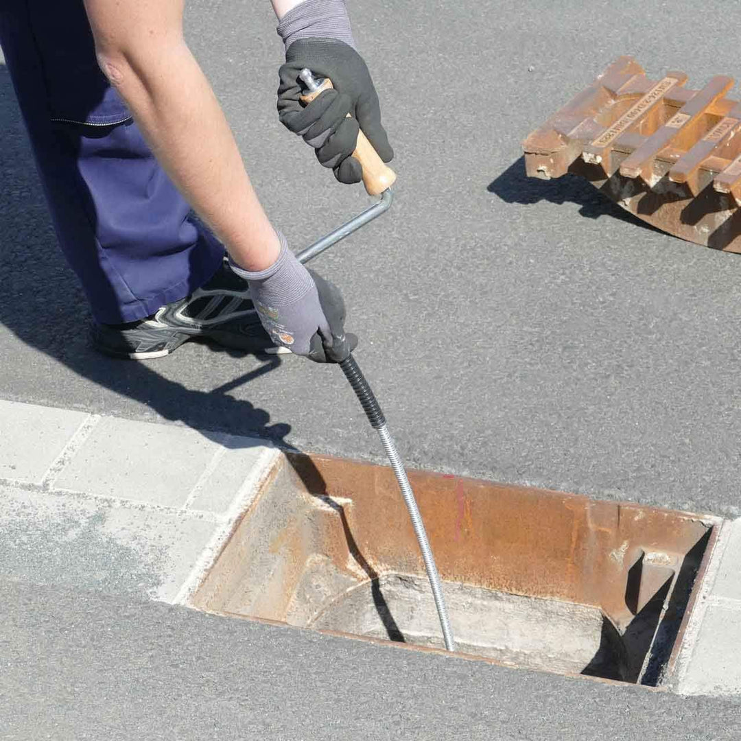 Rohrreinigungsspirale Ø 15mm x 5m, mit 50mm Trichterbohrer, für Rohre ab DN 100mm, optionale Verläng