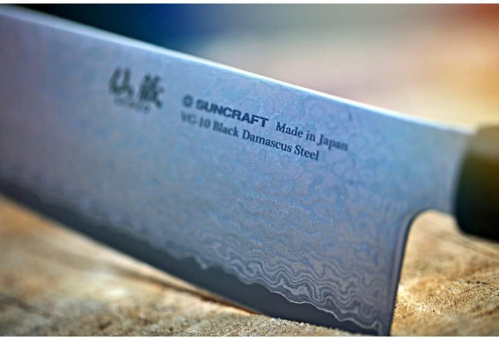 Suncraft SXLBD-04 VG-10 Black Damascus Santoku messer - Kern aus japanischem VG-10 Stahl zwischen 66