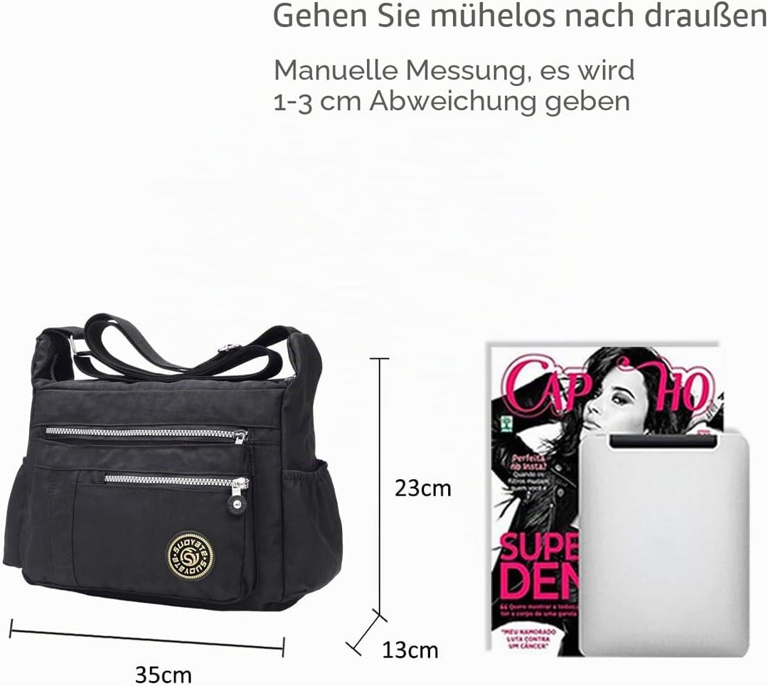 NICOLE & DORIS Damen Umhängetasche Lässige Schultertasche Frauen Handtasche Reissverschluss Tasche m