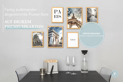 Papierschmiede® Mood Poster Set Paris, Fertiges Bilder Set mit Rahmen (Holz, Natur), Wohnzimmer Deko