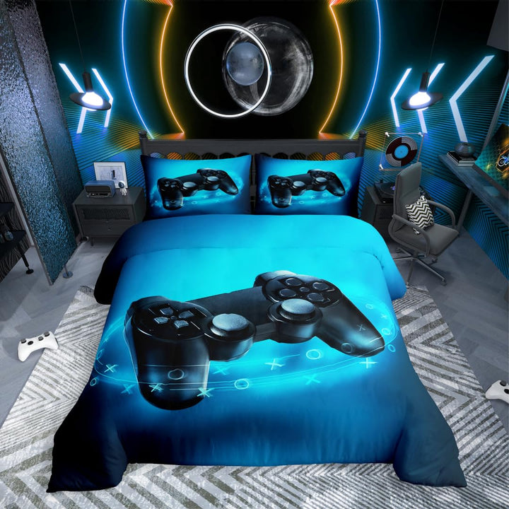 Kinderspiele Bettbezug-Set, Teens Gamepad Bettwäsche-Set 155X220, Moderne Vr Spieler Tröster-Abdecku