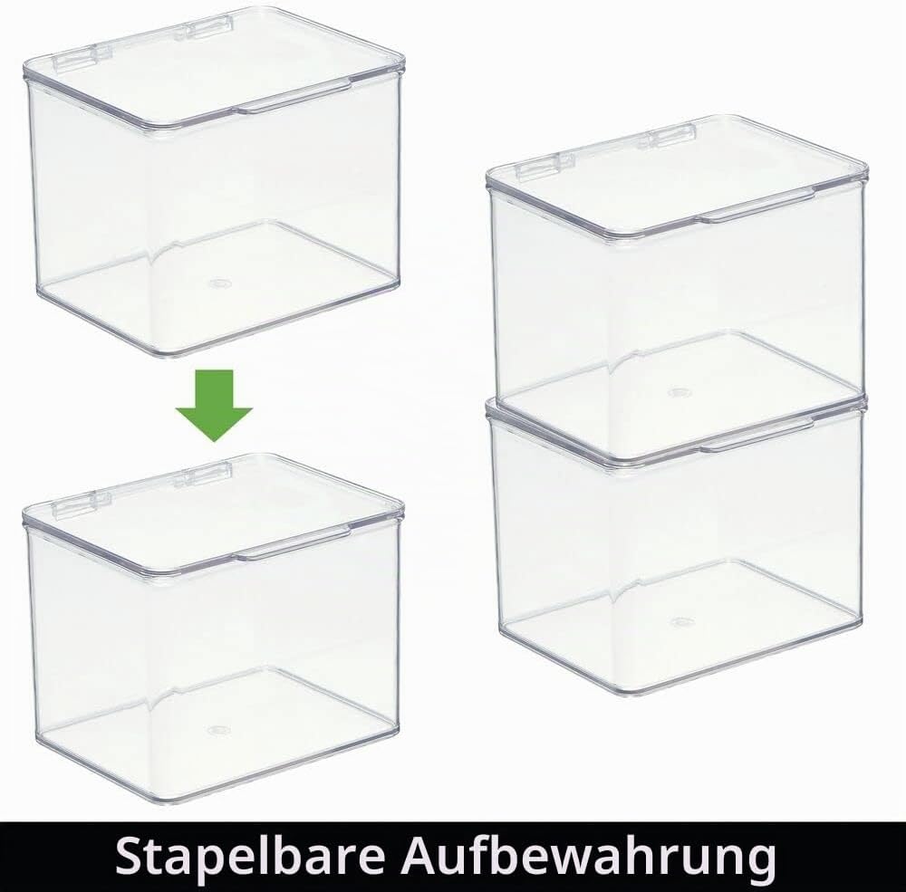 mDesign Aufbewahrungsbox für den Schreibtisch – stapelbare Box aus Kunststoff mit Deckel – kleiner B