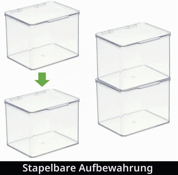 mDesign Aufbewahrungsbox für den Schreibtisch – stapelbare Box aus Kunststoff mit Deckel – kleiner B