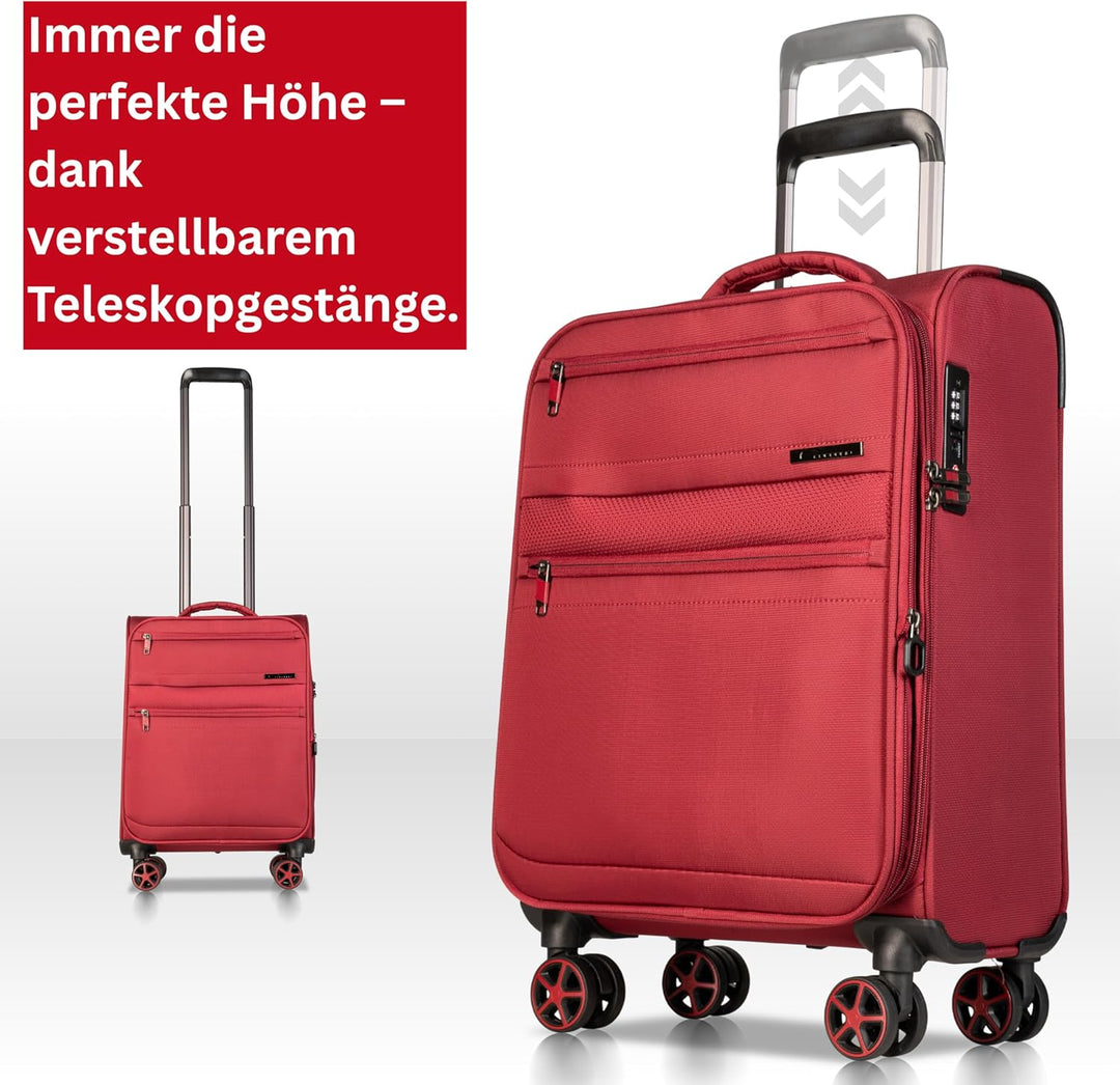 Cocoono Handgepäck Koffer 55x40x20 – Leichter Stoff Reisekoffer mit Rollen, TSA-Schloss, erweiterbar