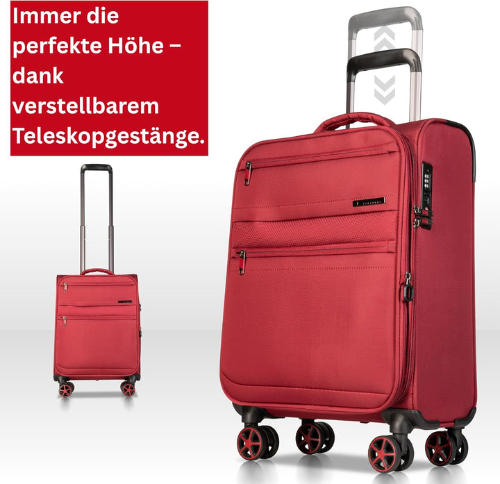 Cocoono Handgepäck Koffer 55x40x20 – Leichter Stoff Reisekoffer mit Rollen, TSA-Schloss, erweiterbar