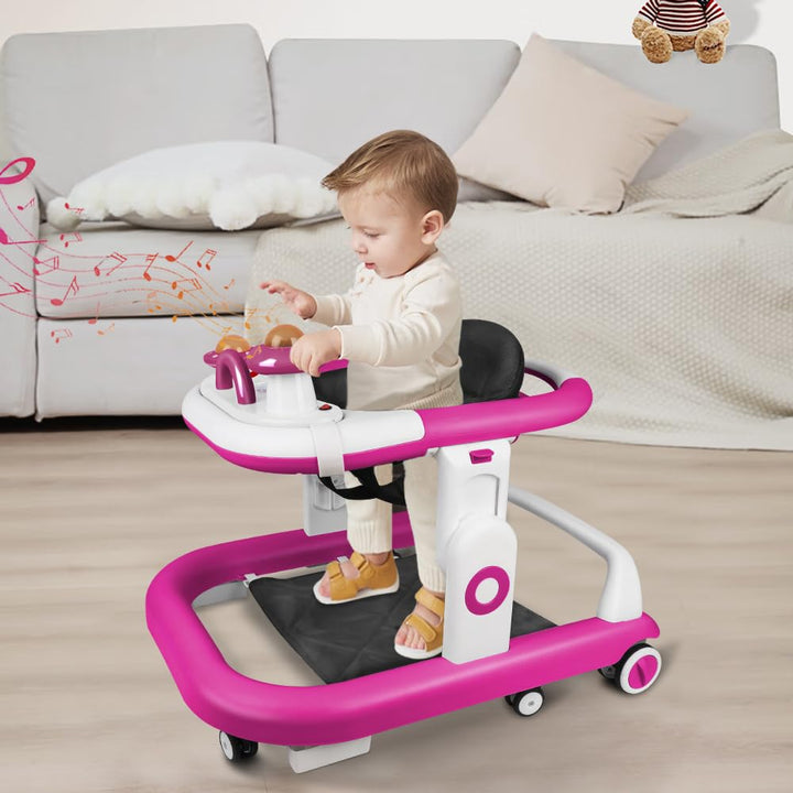 5-in-1 Lauflernhilfe für Babys, mit verstellbaren Höhen, Gehfrei Babywalker ab 6 Monate, bis zu 25 k