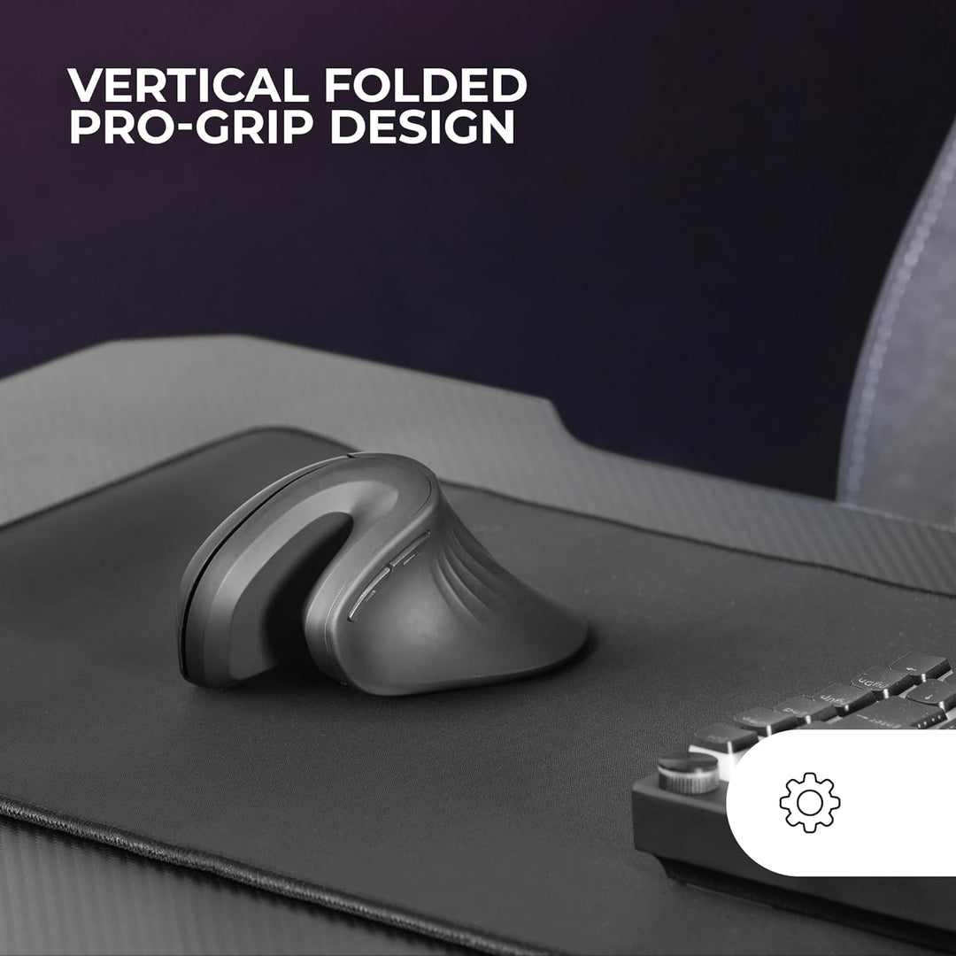 Mars Gaming MMW-ERGOPRO Schwarz, Ergonomische Vertikale Kabellose Maus, Gefaltetes Design, Optischer