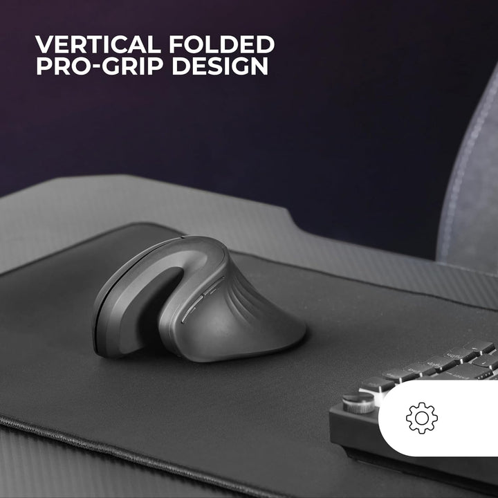 Mars Gaming MMW-ERGOPRO Schwarz, Ergonomische Vertikale Kabellose Maus, Gefaltetes Design, Optischer