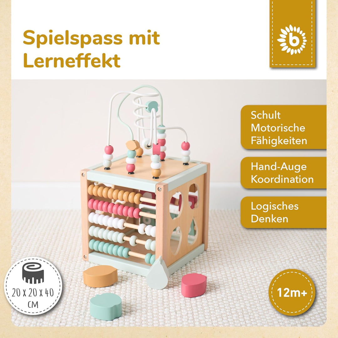 Bieco Motorikwürfel Berry nachhaltiges Holz FSC® | Spielwürfel Baby | Motorikwürfel ab 1 Jahr Activi