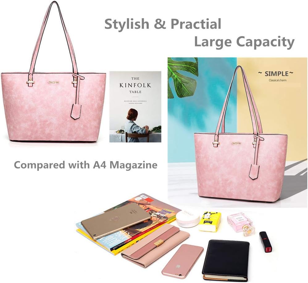 AlwaySky Handtaschen-Set für Damen 5er Pack Tote Geldbörse Handtaschen Set PU-Leder Umhängetasche Br