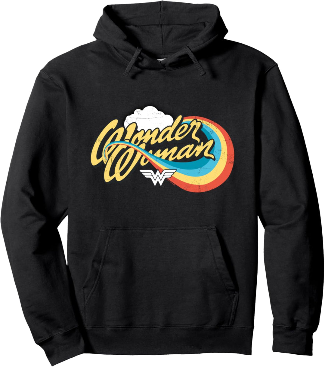 Wonder Woman WW Rainbow on Gray Pullover Hoodie
