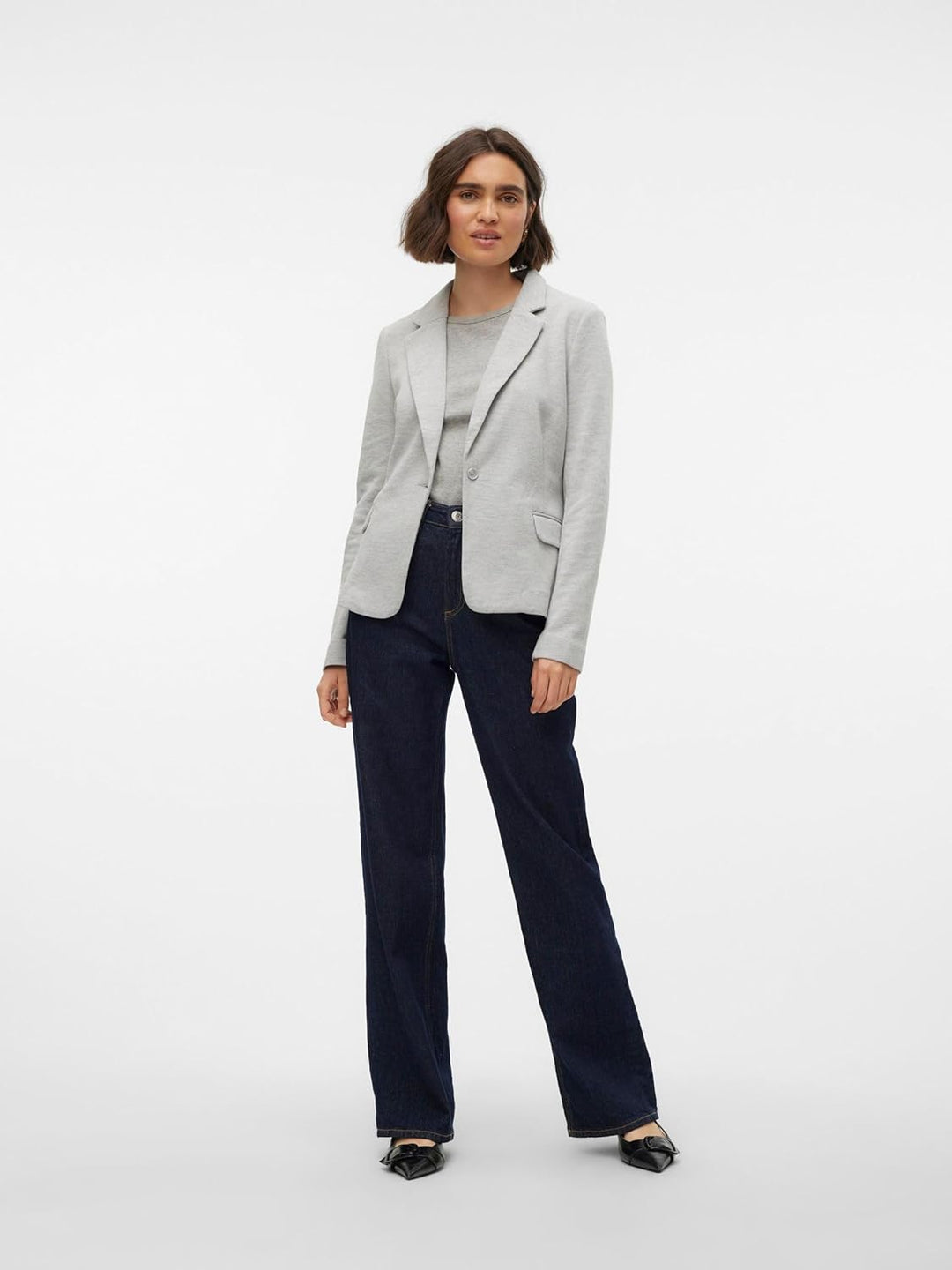VERO MODA Female Einreihiger Blazer VMJULIA Blazer 34 Light Grey Melange, 34 Light Grey Melange