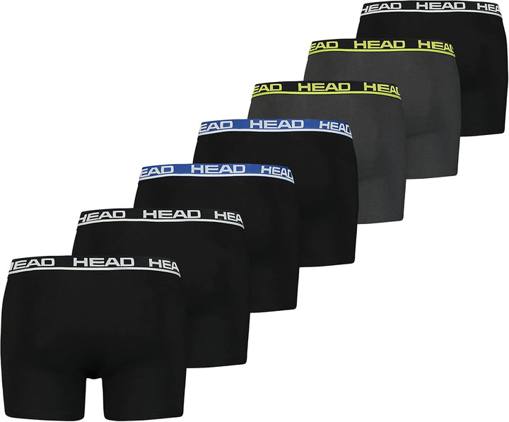 HEAD Herren Boxershorts Unterhosen Unterwäsche 7er Pack Vorteilspack, Black/Blue/Phantom