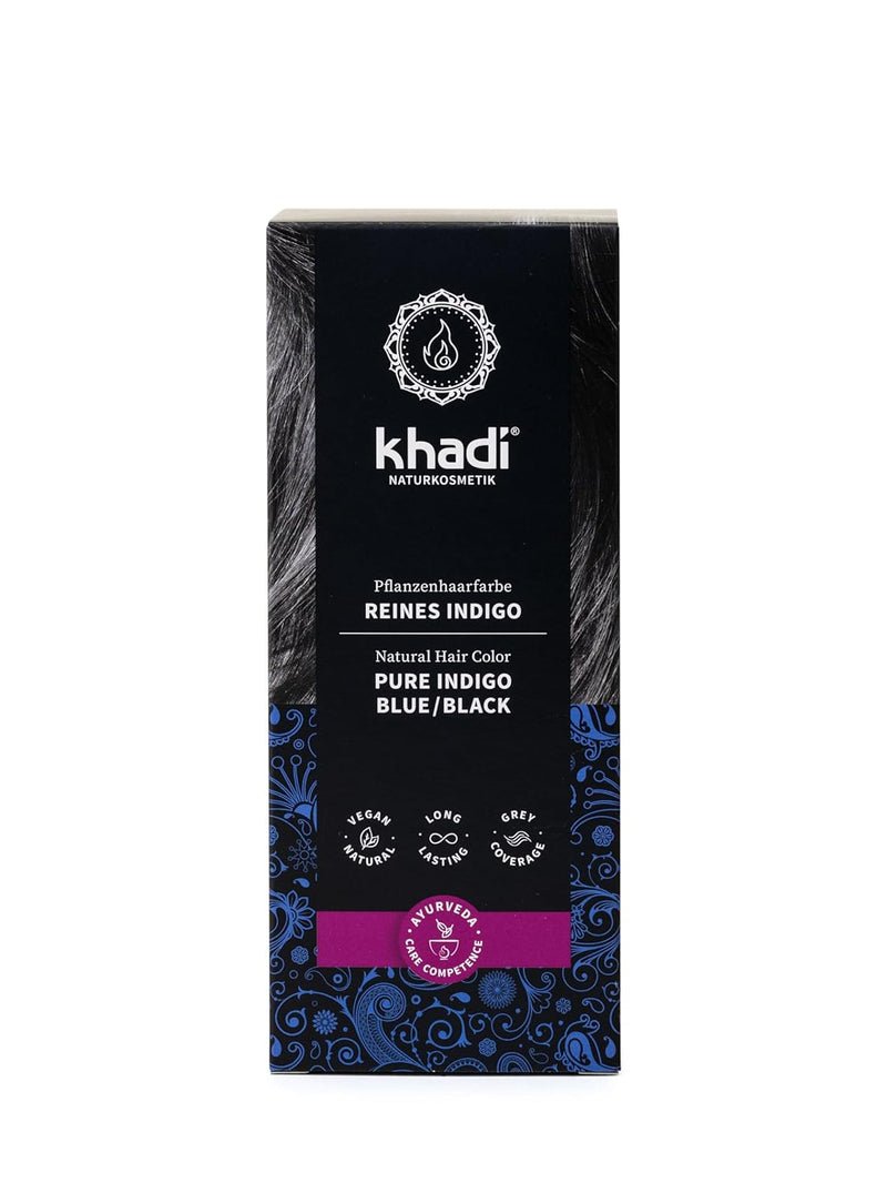 khadi REINES INDIGO Pflanzenhaarfarbe, Lässt Dein Haar in einem geheimnisvoll-tiefen Blauschwarz ers