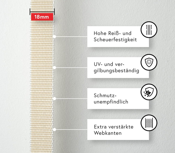 BAUHELD® 50m Rolladengurt 14mm 18mm 20mm 23mm [Made in Germany] Für Rolläden an Türen &amp; Fenster geei