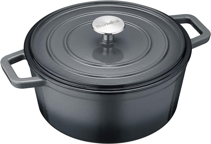 Berndes Bräter B.iron 3,75L mit Deckel - 24 cm - Gusseisen mit Emaillebeschichtung - Kochtopf zum Sc