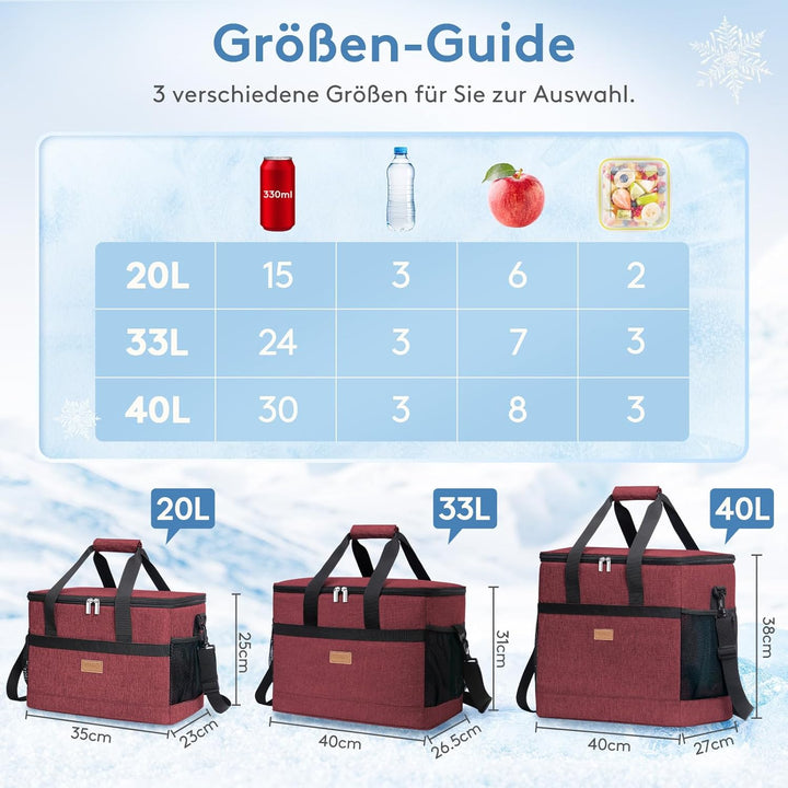 Lifewit 20L Kühltasche Gross faltbar Kühlkorb Kühlbox Isoliertasche Thermotasche Picknicktasche für