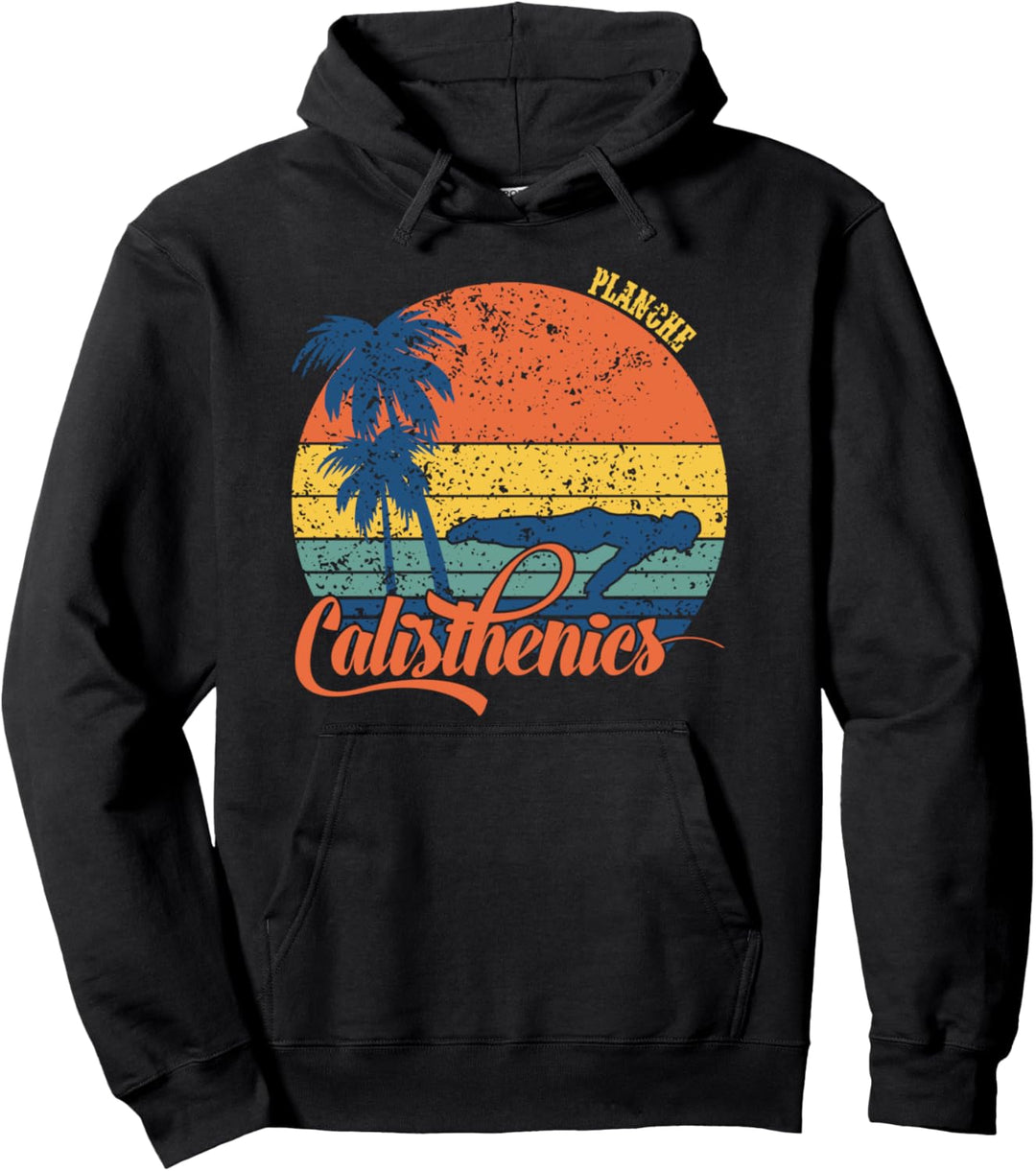 Retro Vintage Sun Silhouette Planche Calisthenics Pullover Hoodie