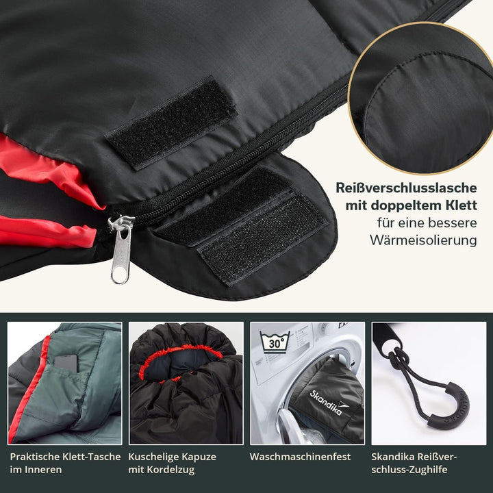 skandika Erwachsene Schlafsack Alaska (RV Links), Schwarz, M, RV Links