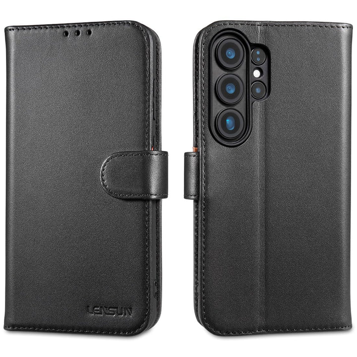 LENSUN Echtleder Hülle für Samsung Galaxy S26 Ultra, Handyhülle [Echtes Leder] [Kartenfach] [RFID Sc