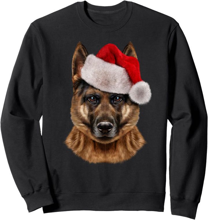 Deutscher Schäferhund trägt eine Weihnachtsmütze Sweatshirt