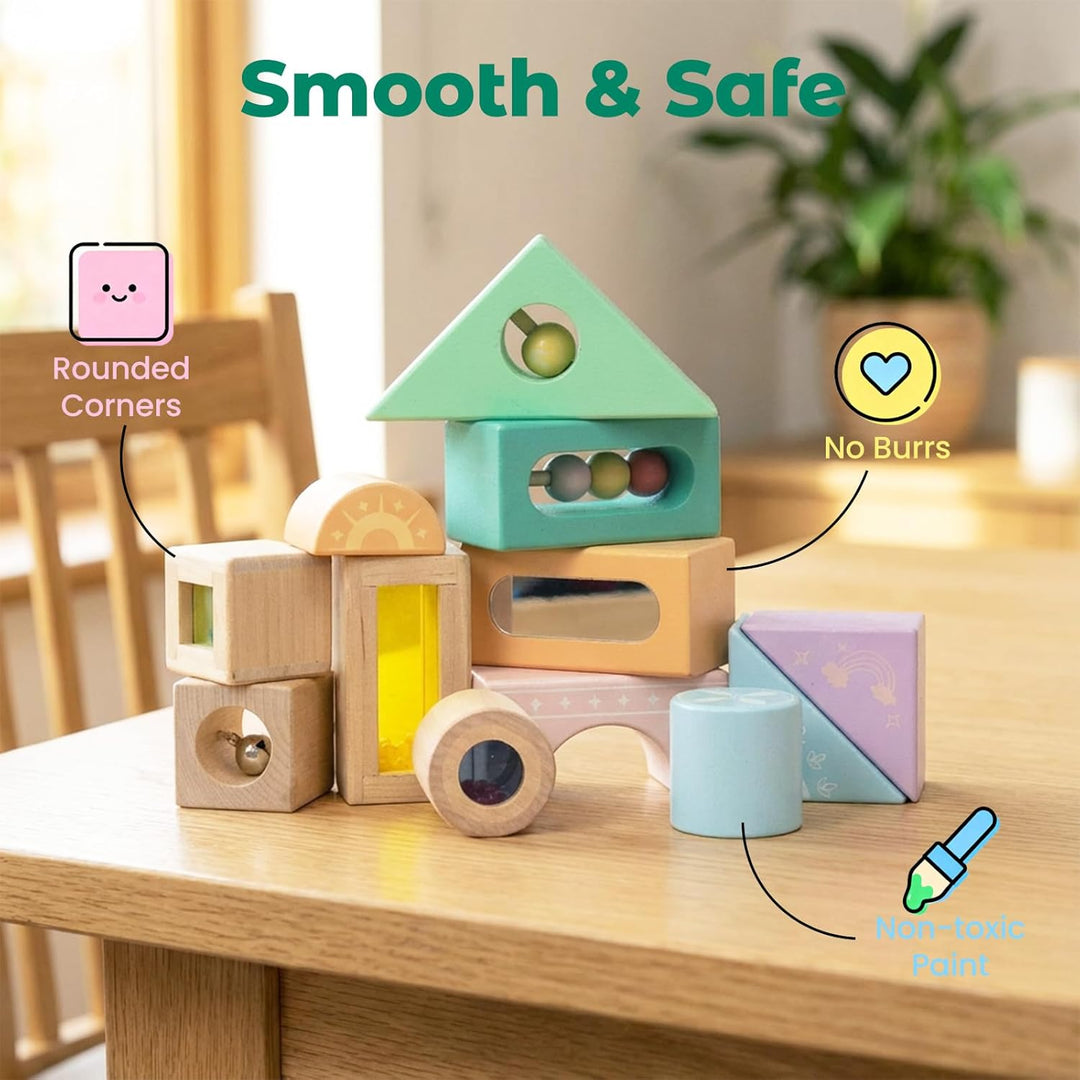12 Stück Regenbogen Sound Komponenten Kinder Baby Stimme Block Spielzeug Set Bunte Bausteine Klangba