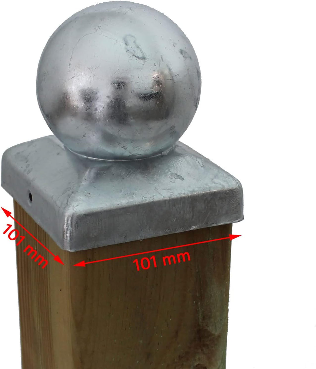 25x Pfostenkappe verzinkt Pyramide/Kugel (101 x 101 mm Kugel), 101 x 101 mm Kugel
