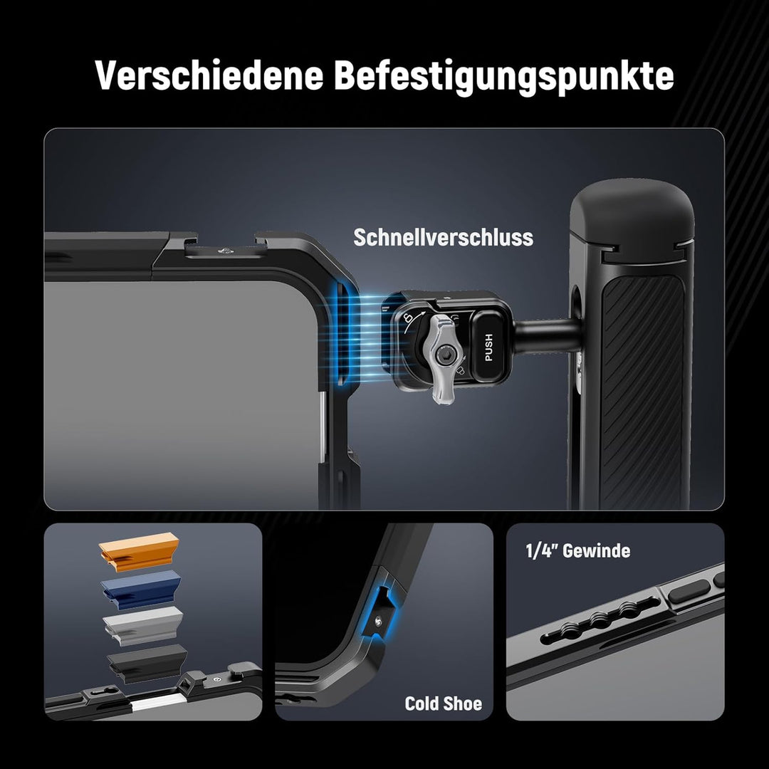 NEEWER Phone Käfig Cage Kompatibel mit iPhone 17 Pro Max, Schnellwechsel Video Rig Handy Stabilisato