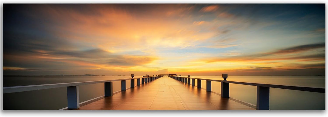 Feeby Bilder Steg Meer Wasser 100x40 cm Wohnzimmer Schlafzimmer Büro Flur Küche Wandbilder Modern Bi