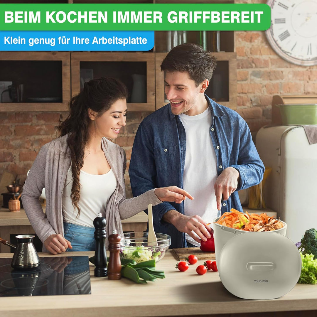 YourCasa Biomülleimer Küche 3,6L - Komposteimer für alltäglichen Biomüll Behälter Spülmaschinenfest