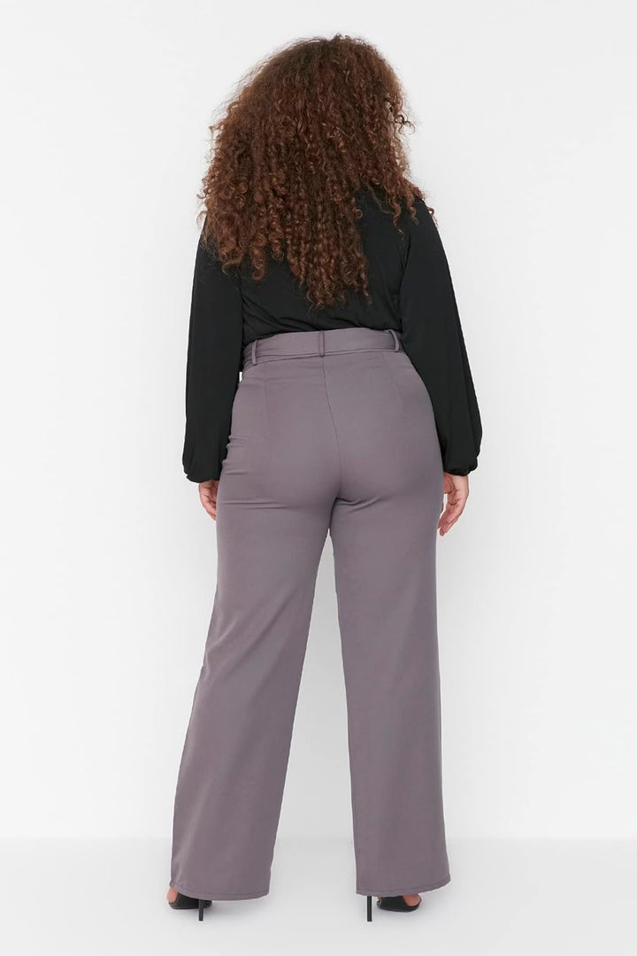 TRENDYOL Damen High Waist Wide Leg Plus Size Pants Hose 42 Grosse Grössen Anthrazit, 42 Grosse Gröss
