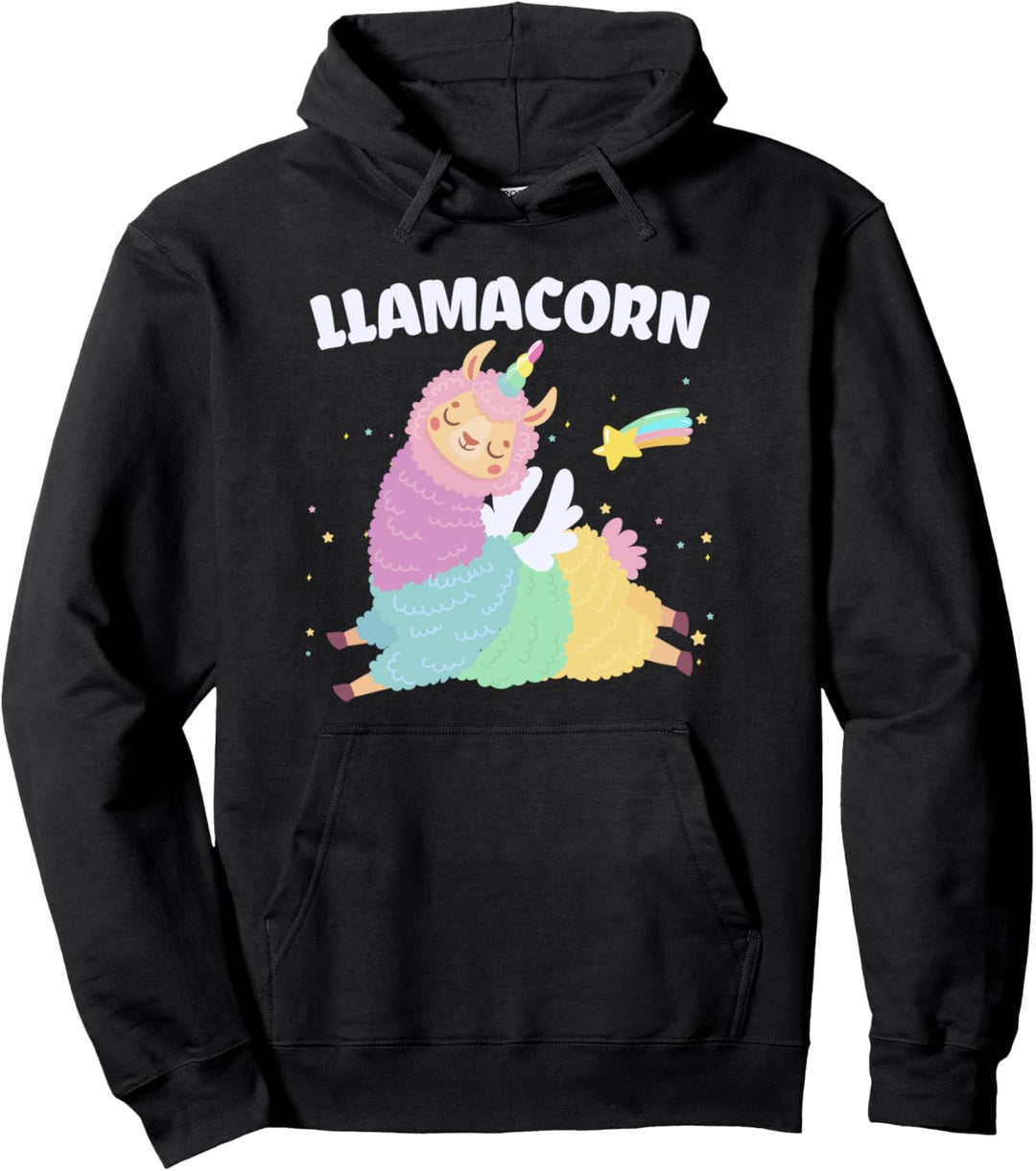 Llamacorn Funny Cute Llama Unicorn Design For Kids Girls Pullover Hoodie